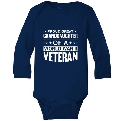 Proud Granddaughter Of A World War II Veteran Baby Long Sleeve Bodysuit