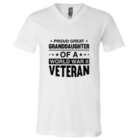 Proud Granddaughter Of A World War II Veteran V-Neck T-Shirt