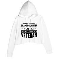 Proud Granddaughter Of A World War II Veteran Crop Fleece Hoodie