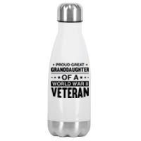 Proud Granddaughter Of A World War II Veteran Stainless Steel Insulated Water Bottle