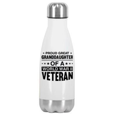 Proud Granddaughter Of A World War II Veteran Stainless Steel Insulated Water Bottle