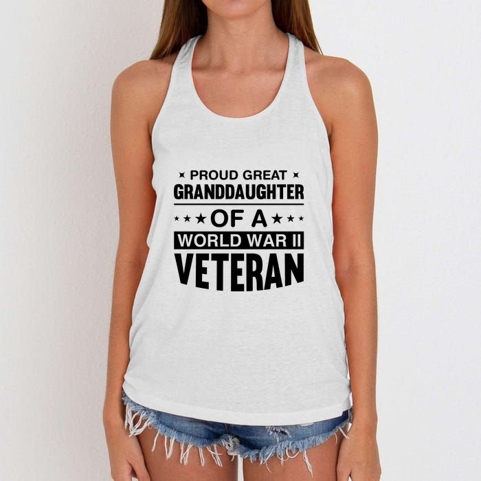 Proud Granddaughter Of A World War II Veteran Women's Knotted Racerback Tank