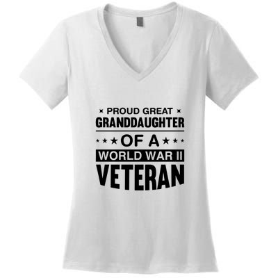 Proud Granddaughter Of A World War II Veteran Women's V-Neck T-Shirt