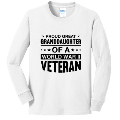 Proud Granddaughter Of A World War II Veteran Kids Long Sleeve Shirt