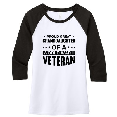 Proud Granddaughter Of A World War II Veteran Women's Tri-Blend 3/4-Sleeve Raglan Shirt