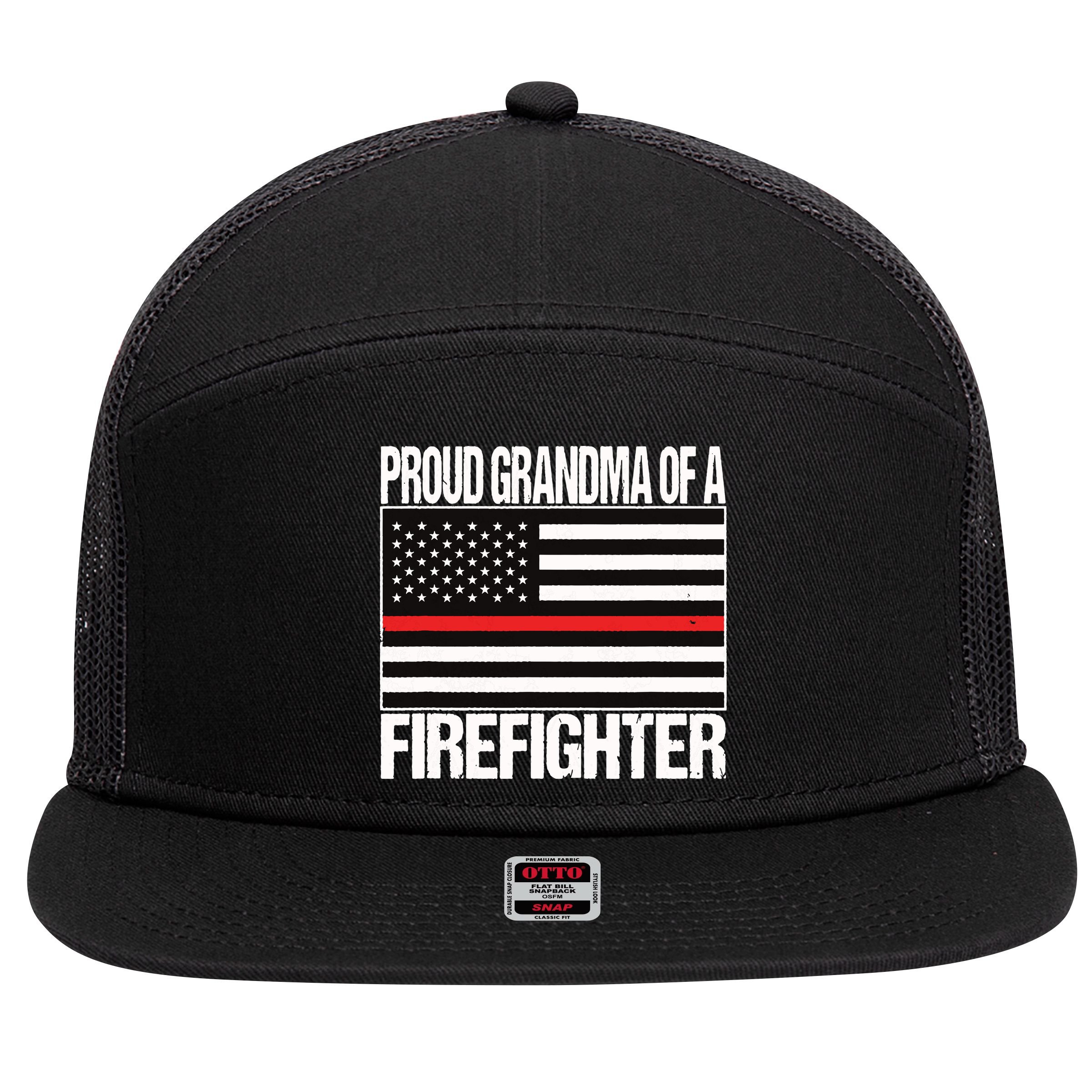 Proud Grandma Of A Firefighter Shirt Fireman 7 Panel Mesh Trucker Snapback Hat