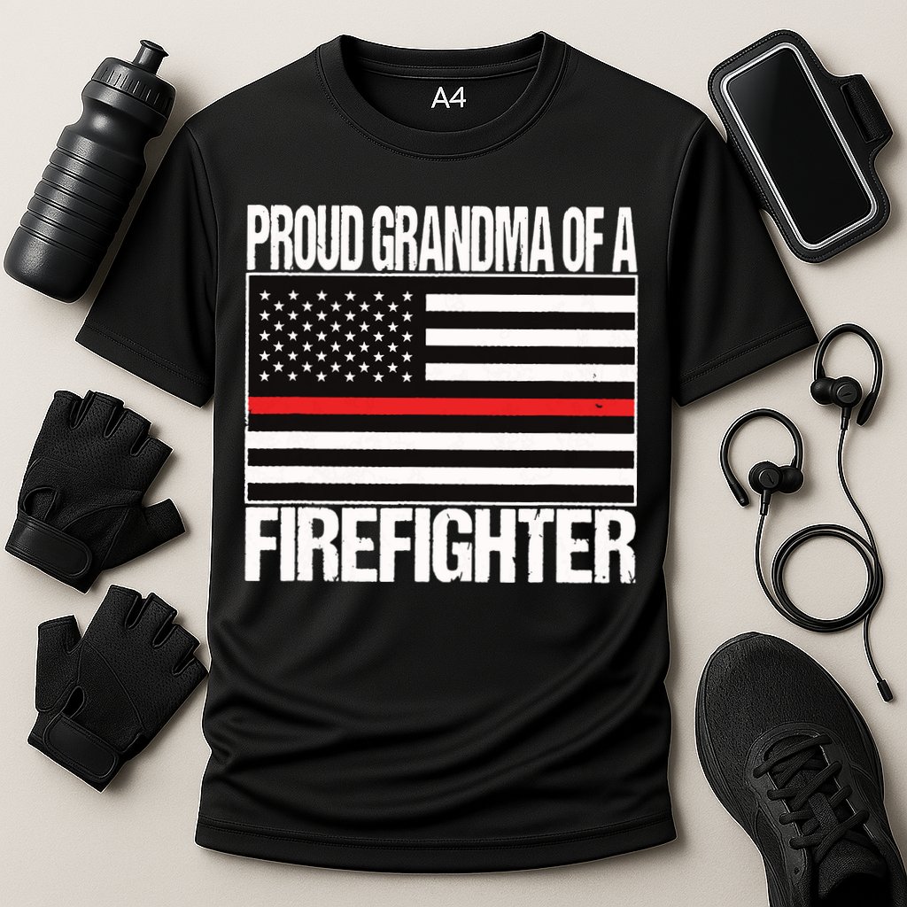 Proud Grandma Of A Firefighter Shirt Fireman Cooling Performance Crew T-Shirt