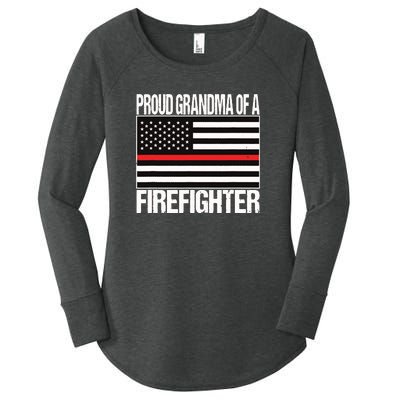 Proud Grandma Of A Firefighter Shirt Fireman Women's Perfect Tri Tunic Long Sleeve Shirt