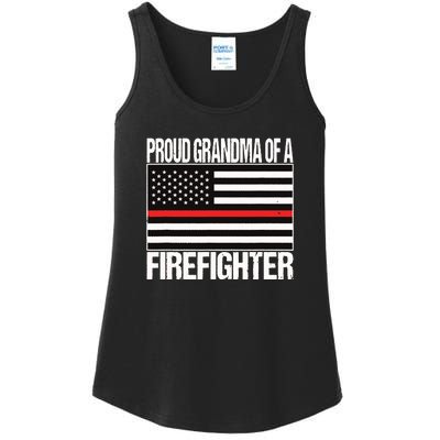 Proud Grandma Of A Firefighter Shirt Fireman Ladies Essential Tank