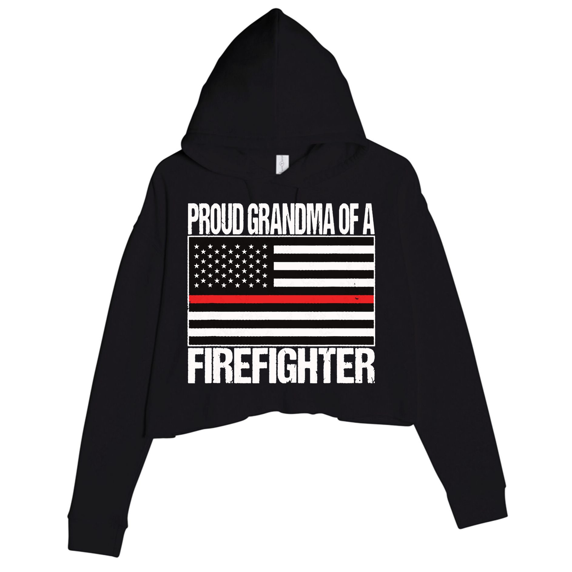 Proud Grandma Of A Firefighter Shirt Fireman Crop Fleece Hoodie