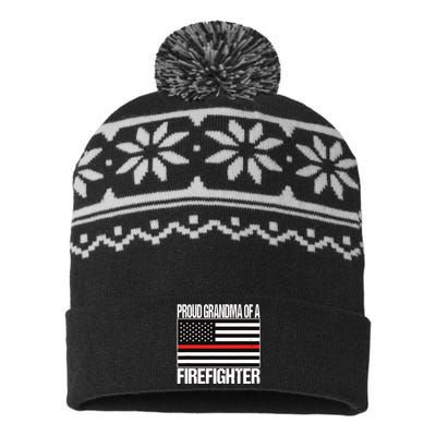 Proud Grandma Of A Firefighter Shirt Fireman USA-Made Snowflake Beanie