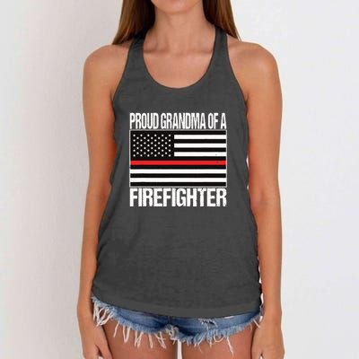 Proud Grandma Of A Firefighter Shirt Fireman Women's Knotted Racerback Tank