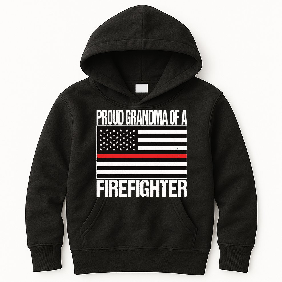 Proud Grandma Of A Firefighter Shirt Fireman Kids Hoodie