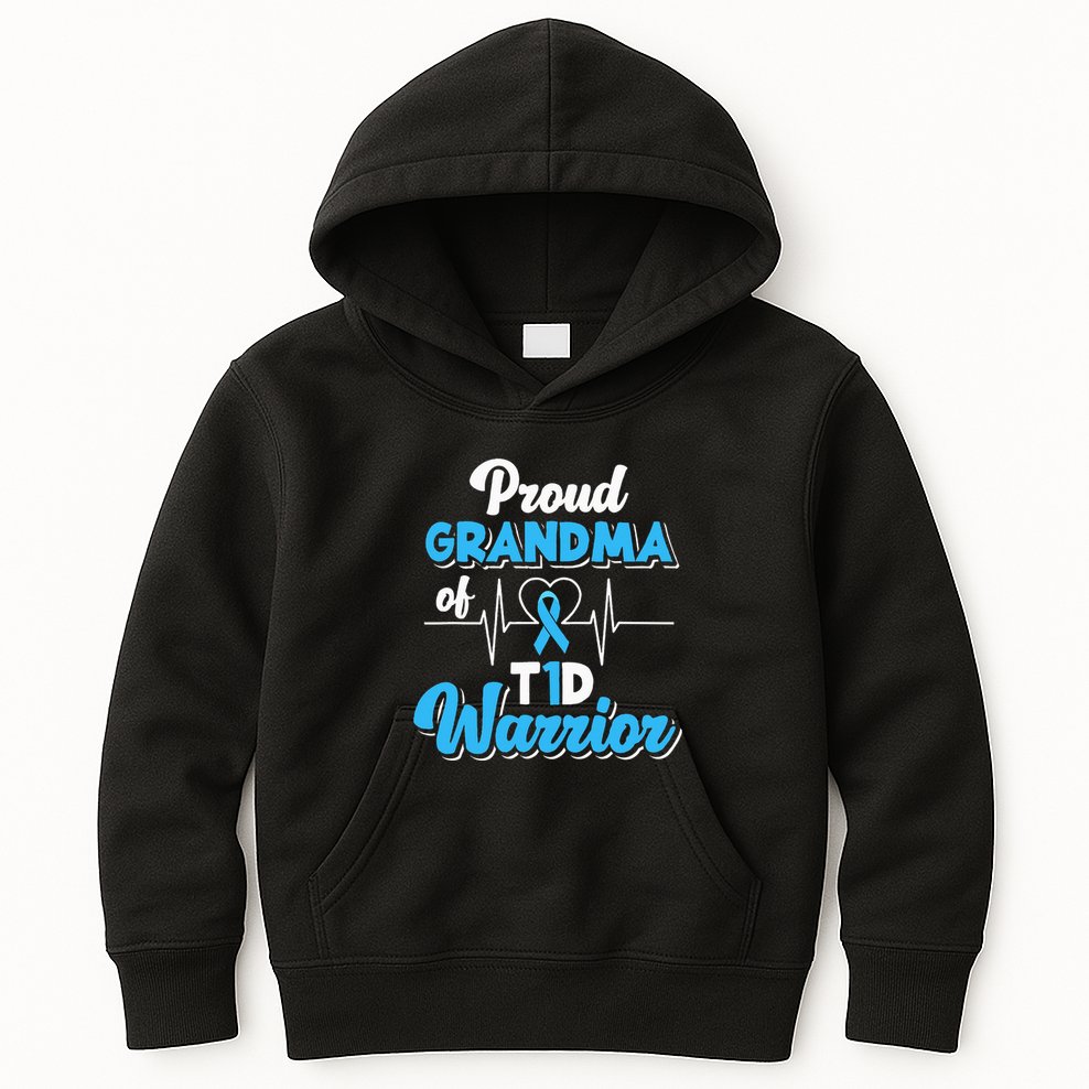 Proud Grandma Of A T1D Warrior Diabetic Diabetes Awareness Kids Hoodie