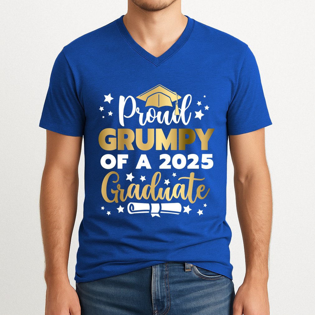 Proud Grumpy Of A 2025 Graduate Grumpy Senior 2025 Great Gift V-Neck T-Shirt
