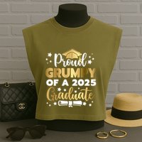 Proud Grumpy Of A 2025 Graduate Grumpy Senior 2025 Great Gift Garment-Dyed Women's Muscle Tee