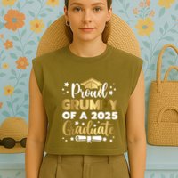 Proud Grumpy Of A 2025 Graduate Grumpy Senior 2025 Great Gift Garment-Dyed Women's Muscle Tee