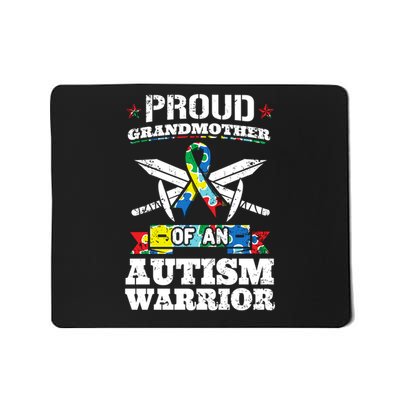 proud grandmother of an autism warrior awareness ribbon gift Mousepad