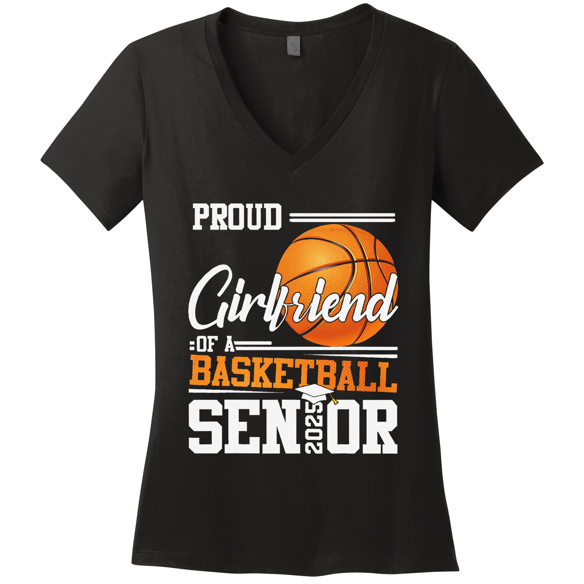 Proud Girlfriend Of A 2025 Senior Graduate Basketball Gift Women's V-Neck T-Shirt