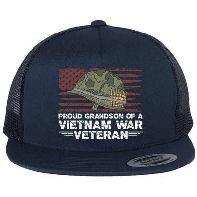 Proud Grandson Of A Vietnam War Veteran Flat Bill Trucker Hat