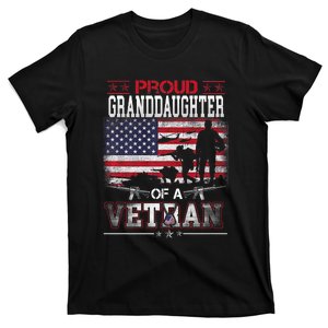 Proud Granddaughter Of A Veteran Flag Military Veterans Day T-Shirt