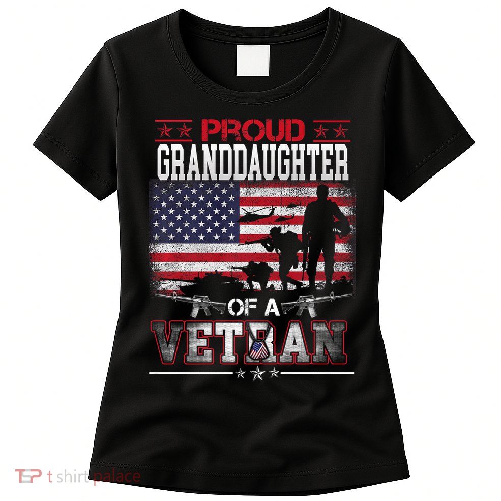 Proud Granddaughter Of A Veteran Flag Military Veterans Day Women's T-Shirt