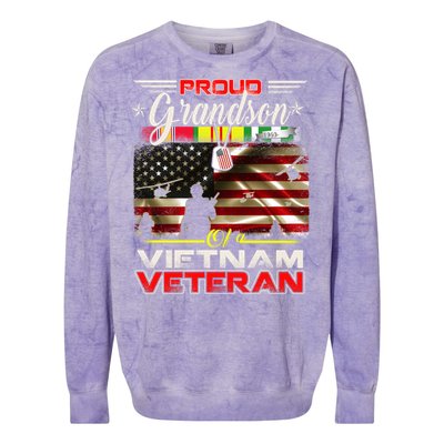 Proud Grandson Of Vietnam Veteran Gift For Boys Cute Gift Colorblast Crewneck Sweatshirt