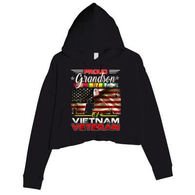 Proud Grandson Of Vietnam Veteran Gift For Boys Cute Gift Crop Fleece Hoodie