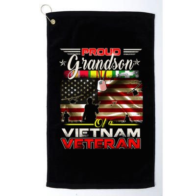 Proud Grandson Of Vietnam Veteran Gift For Boys Cute Gift Platinum Collection Golf Towel