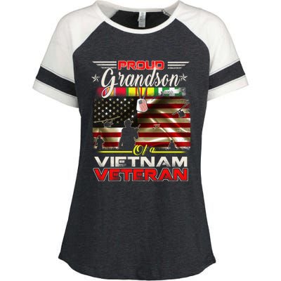 Proud Grandson Of Vietnam Veteran Gift For Boys Cute Gift Enza Ladies Jersey Colorblock Tee