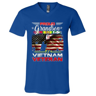 Proud Grandson Of Vietnam Veteran Gift For Boys Cute Gift V-Neck T-Shirt