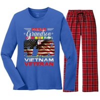 Proud Grandson Of Vietnam Veteran Gift For Boys Cute Gift Women's Long Sleeve Flannel Pajama Set 