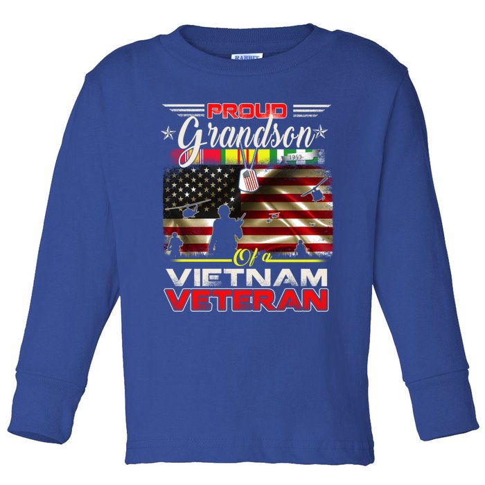 Proud Grandson Of Vietnam Veteran Gift For Boys Cute Gift Toddler Long Sleeve Shirt