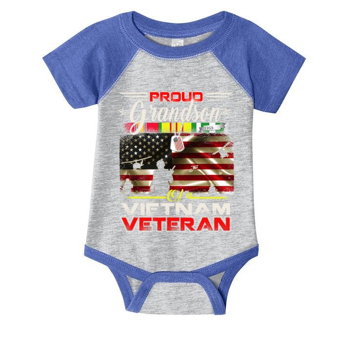 Proud Grandson Of Vietnam Veteran Gift For Boys Cute Gift Infant Baby Jersey Bodysuit