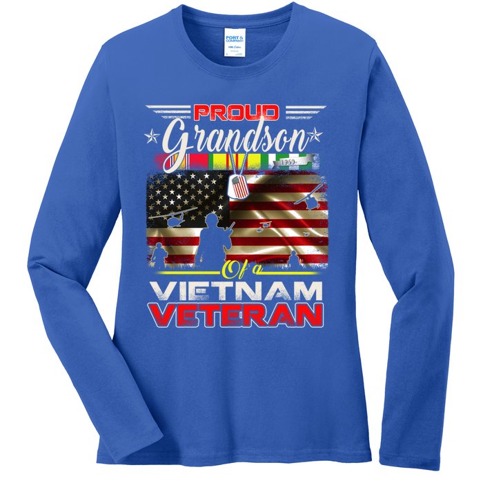 Proud Grandson Of Vietnam Veteran Gift For Boys Cute Gift Ladies Long Sleeve Shirt