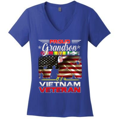 Proud Grandson Of Vietnam Veteran Gift For Boys Cute Gift Women's V-Neck T-Shirt