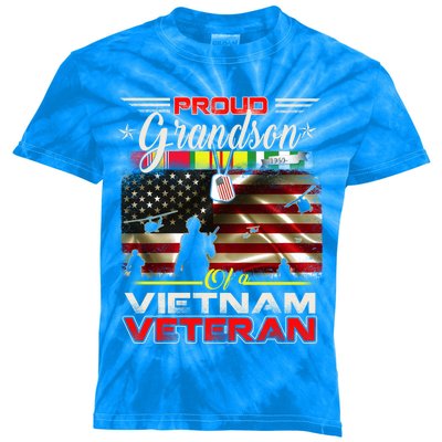 Proud Grandson Of Vietnam Veteran Gift For Boys Cute Gift Kids Tie-Dye T-Shirt