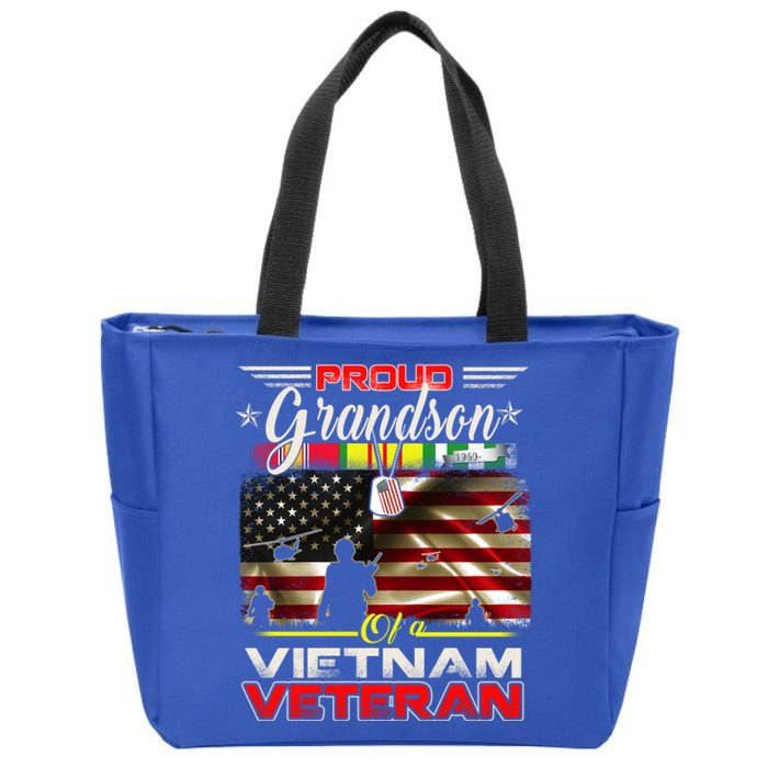 Proud Grandson Of Vietnam Veteran Gift For Boys Cute Gift Zip Tote Bag