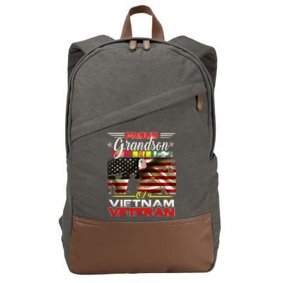 Proud Grandson Of Vietnam Veteran Gift For Boys Cute Gift Cotton Canvas Backpack