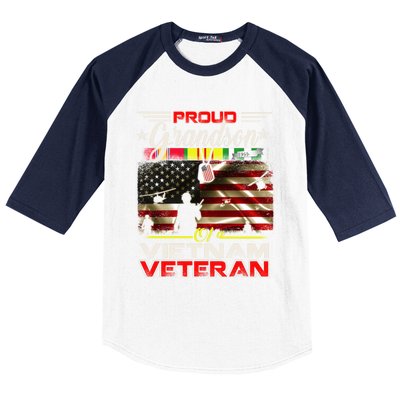 Proud Grandson Of Vietnam Veteran Gift For Boys Cute Gift Baseball Sleeve Shirt