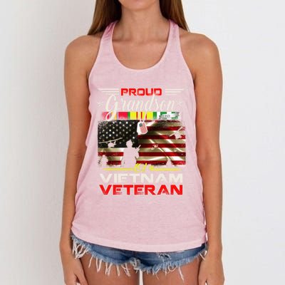 Proud Grandson Of Vietnam Veteran Gift For Boys Cute Gift Women's Knotted Racerback Tank