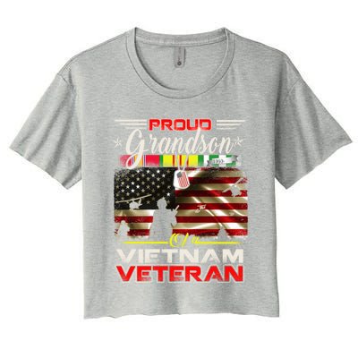 Proud Grandson Of Vietnam Veteran Gift For Boys Cute Gift Women's Crop Top Tee