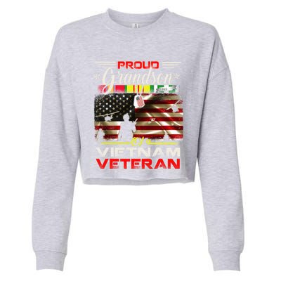 Proud Grandson Of Vietnam Veteran Gift For Boys Cute Gift Cropped Pullover Crew