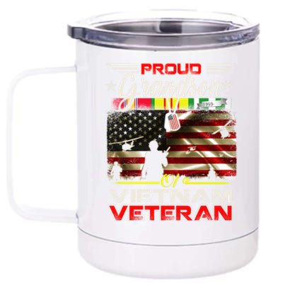 Proud Grandson Of Vietnam Veteran Gift For Boys Cute Gift 12 oz Stainless Steel Tumbler Cup