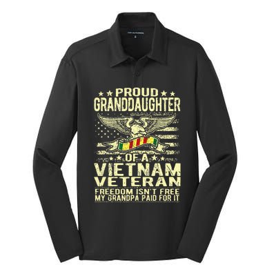 Proud Granddaughter Of Vietnam Veteran Freedom Isnt Free Silk Touch Performance Long Sleeve Polo