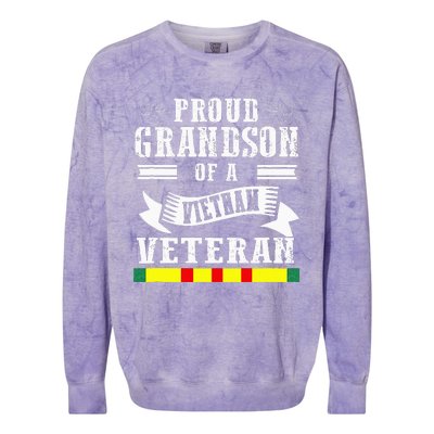 Proud Grandson Of A Vietnam Veteran Colorblast Crewneck Sweatshirt