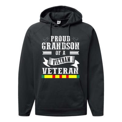 Proud Grandson Of A Vietnam Veteran Performance Fleece Hoodie