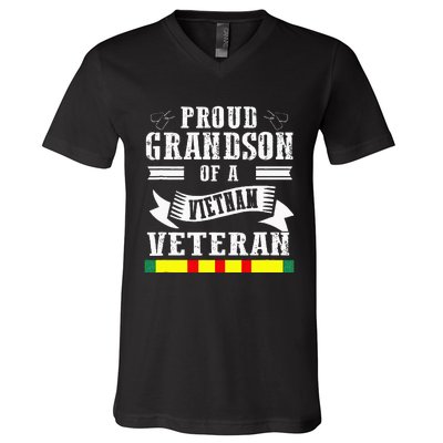 Proud Grandson Of A Vietnam Veteran V-Neck T-Shirt