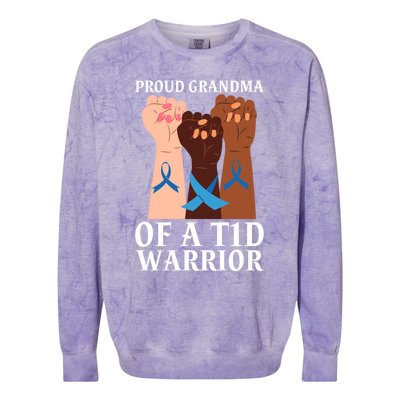 Proud Grandma Of A T1d Warrior Diabetes Awareness Cool Gift Colorblast Crewneck Sweatshirt