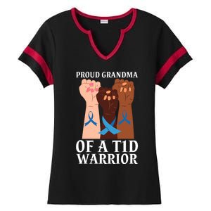 Proud Grandma Of A T1d Warrior Diabetes Awareness Cool Gift Ladies Halftime Notch Neck Tee